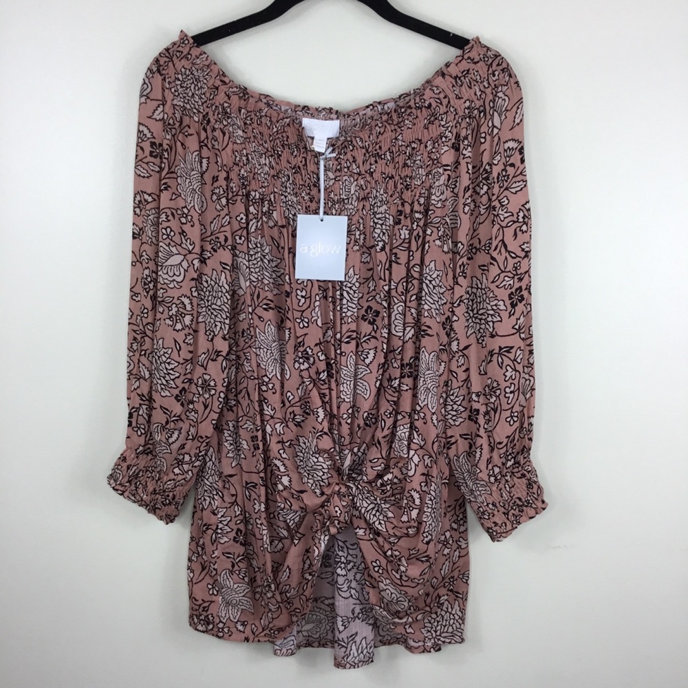 A:Glow Smocked Maternity Top Blouse Floral LMAT